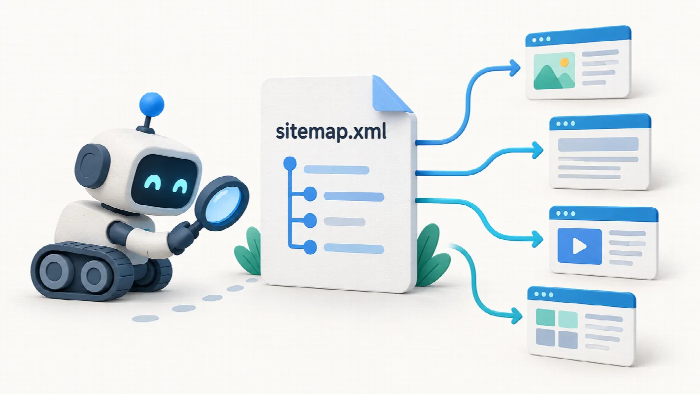 Sitemap conectando as páginas do site para facilitar sua descoberta